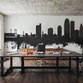 Winston-Salem North Carolina Skyline Black & White Mural Wallpaper - room preview 03