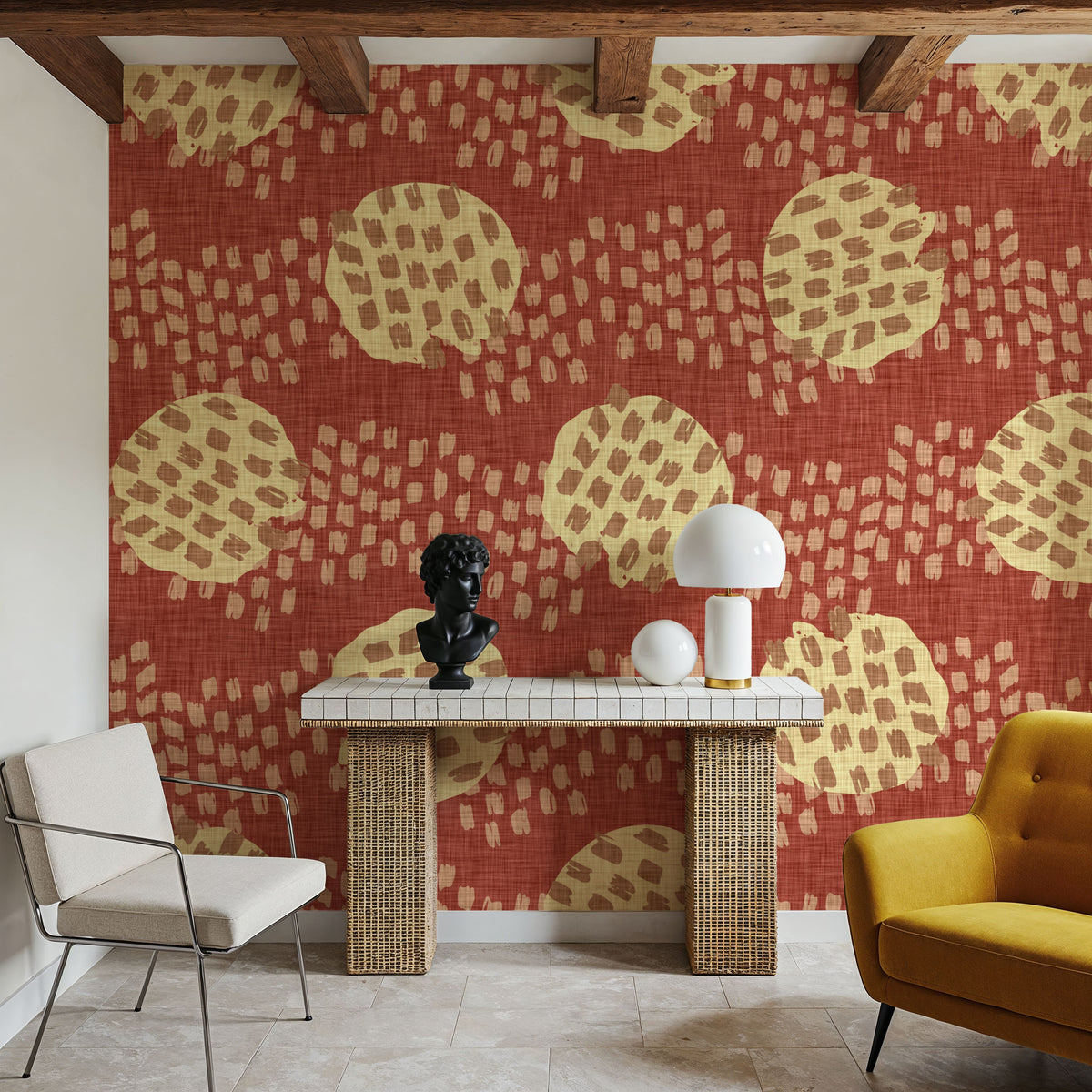 Woven Medallion Mural Wallpaper - room preview 03
