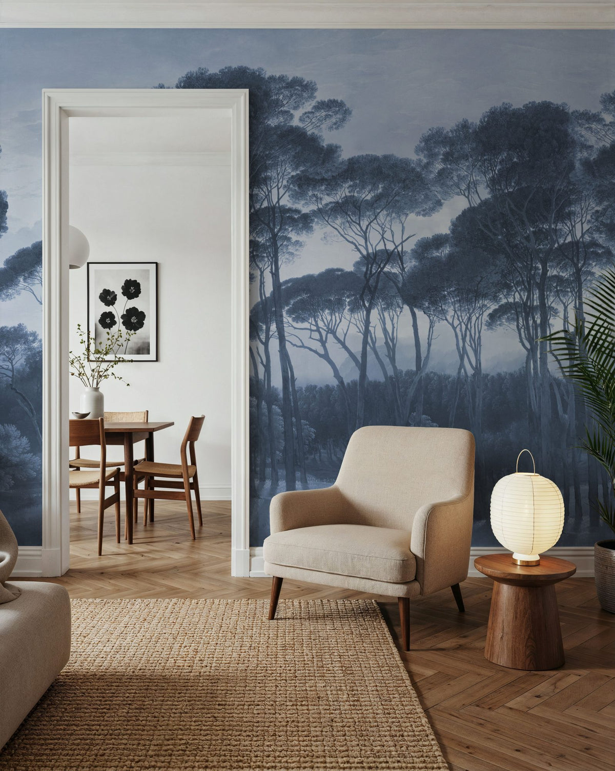 Mediterranean Pine Landscape, Blues Mural Wallpaper - room preview 03