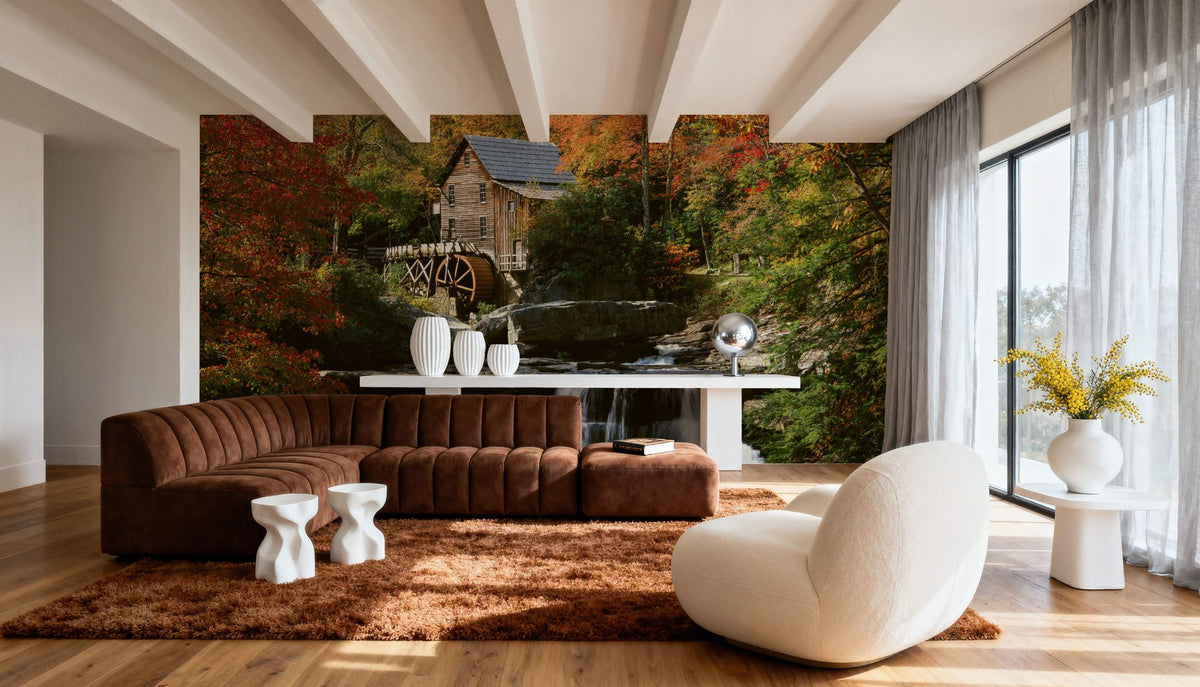 Autumn Watermill Haven Mural Wallpaper - room preview 03