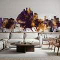 Monterosso Al Mare Italy Skyline Purple & Gold Mural Wallpaper - room preview 03