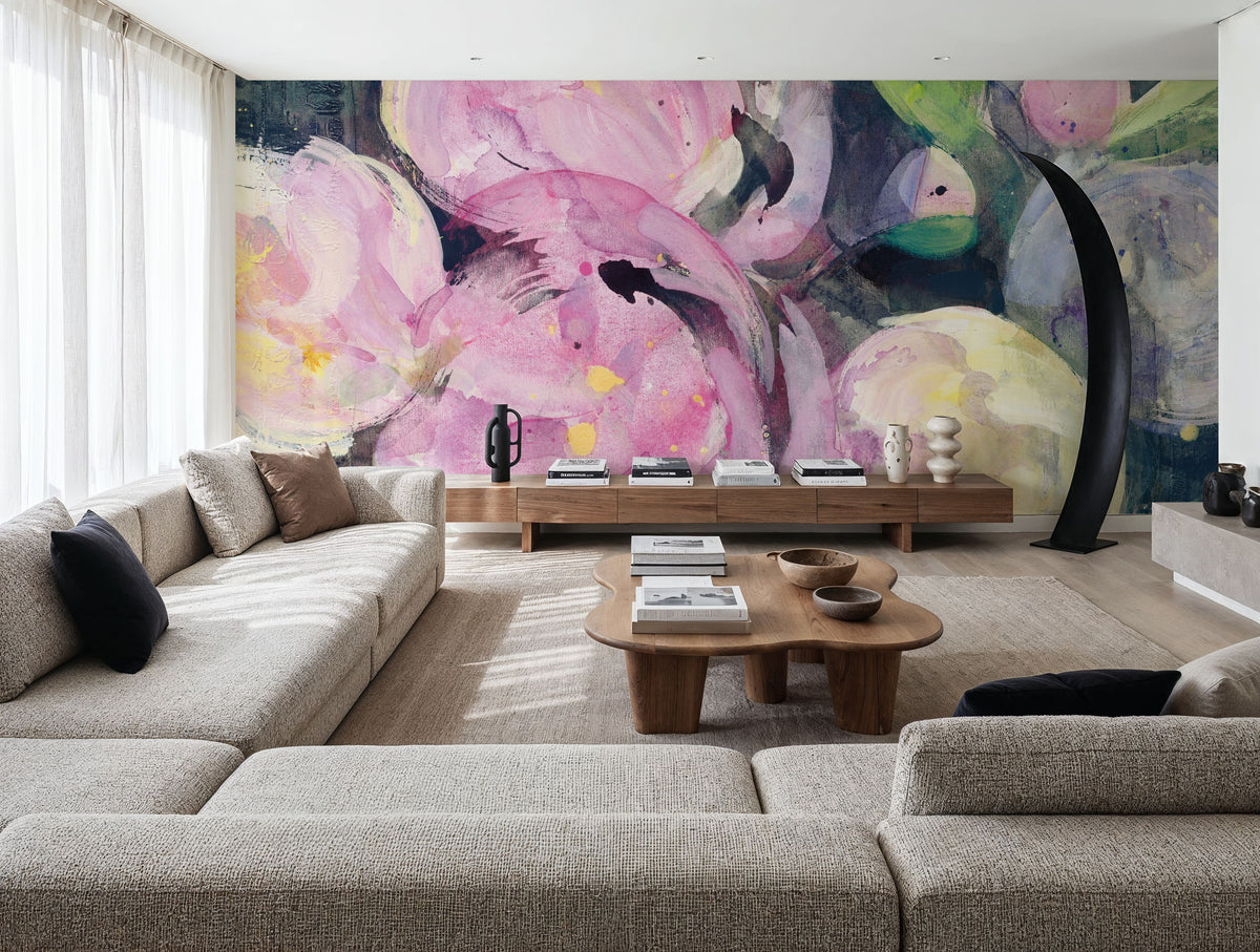 Evening Peonies Mural Wallpaper - room preview 03