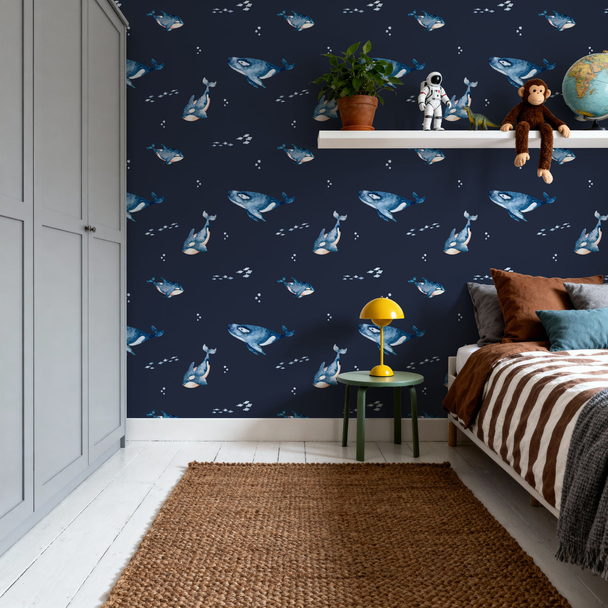 Mama and Baby Whales Mural Wallpaper - room preview 03