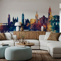 Málaga Spain Skyline Blue & Bronze Mural Wallpaper - room preview 03