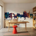 Thun Switzerland Skyline Blue & Bronze Mural Wallpaper - room preview 03