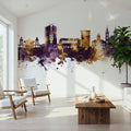 Paramaribo Suriname Skyline Purple & Gold Mural Wallpaper - room preview 03