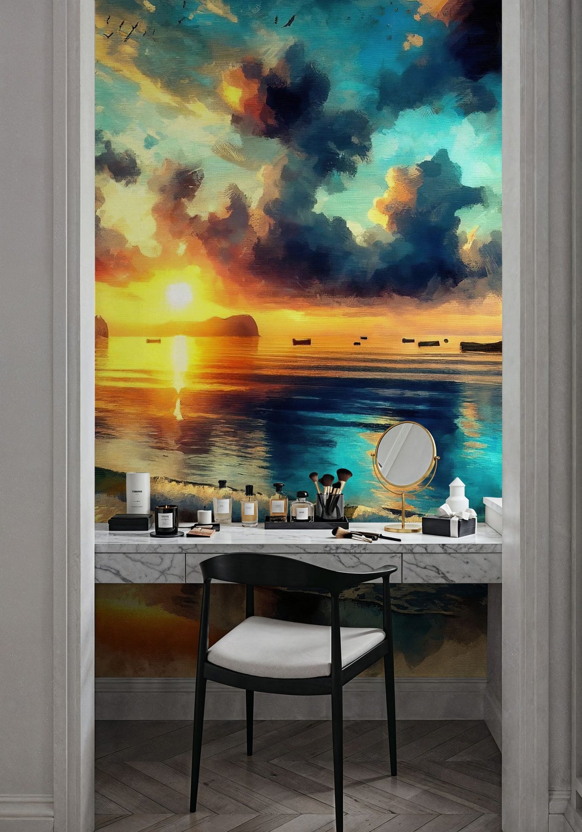 Stunning Coastal Sunset Scene Mural Wallpaper - room preview 03