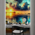 Stunning Coastal Sunset Scene Mural Wallpaper - room preview 03
