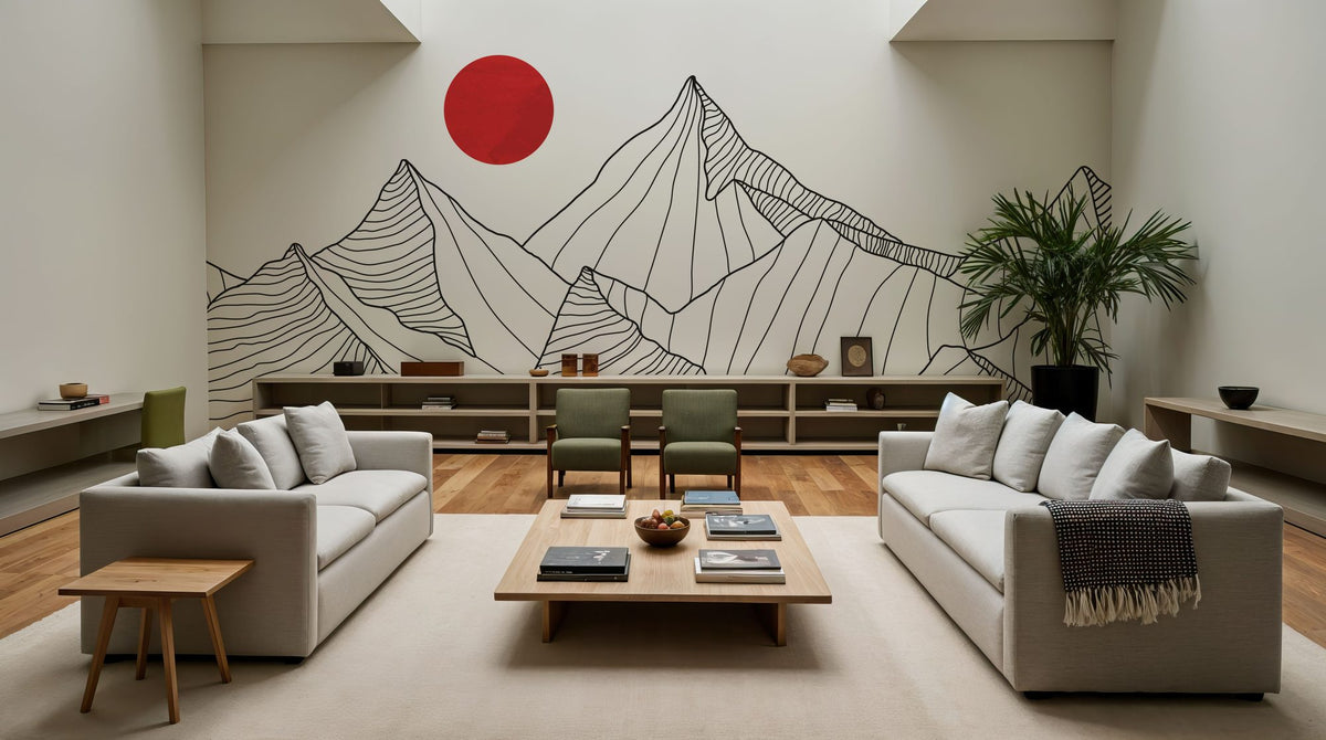 Line Mountain Sun Mural Wallpaper - room preview 03