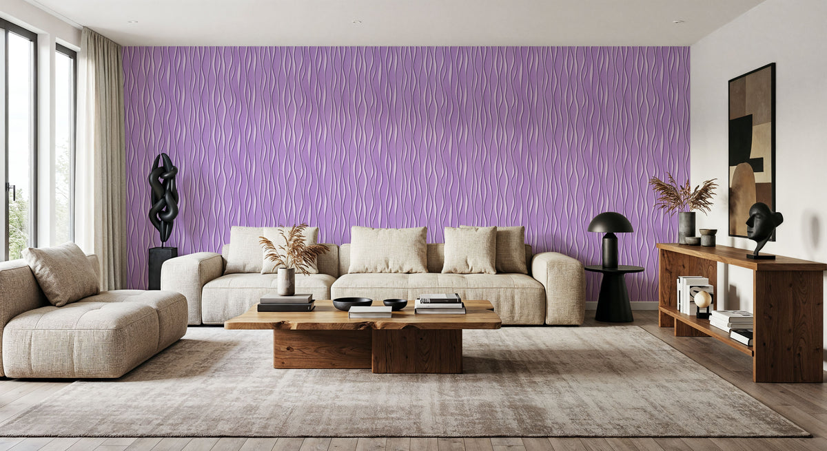 Swaying Lines, Purple Mural Wallpaper - room preview 03