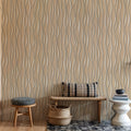 Swaying Lines, Warm Beige Mural Wallpaper - room preview 03