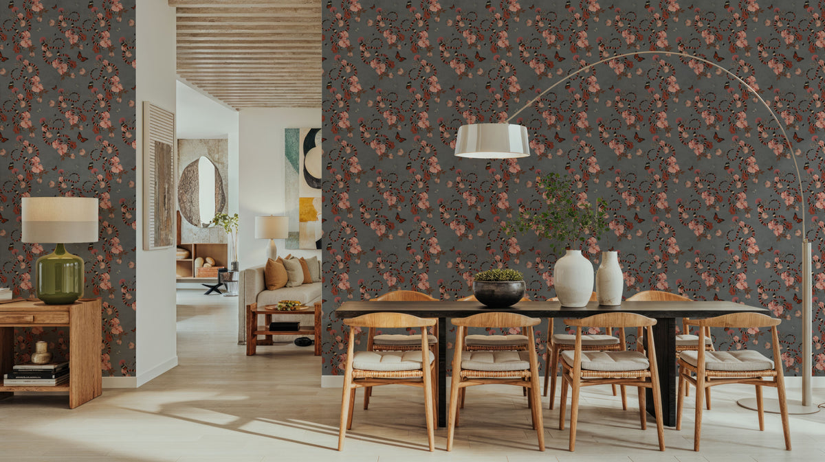 Milk Snakes & Blossoms Mural Wallpaper - room preview 03