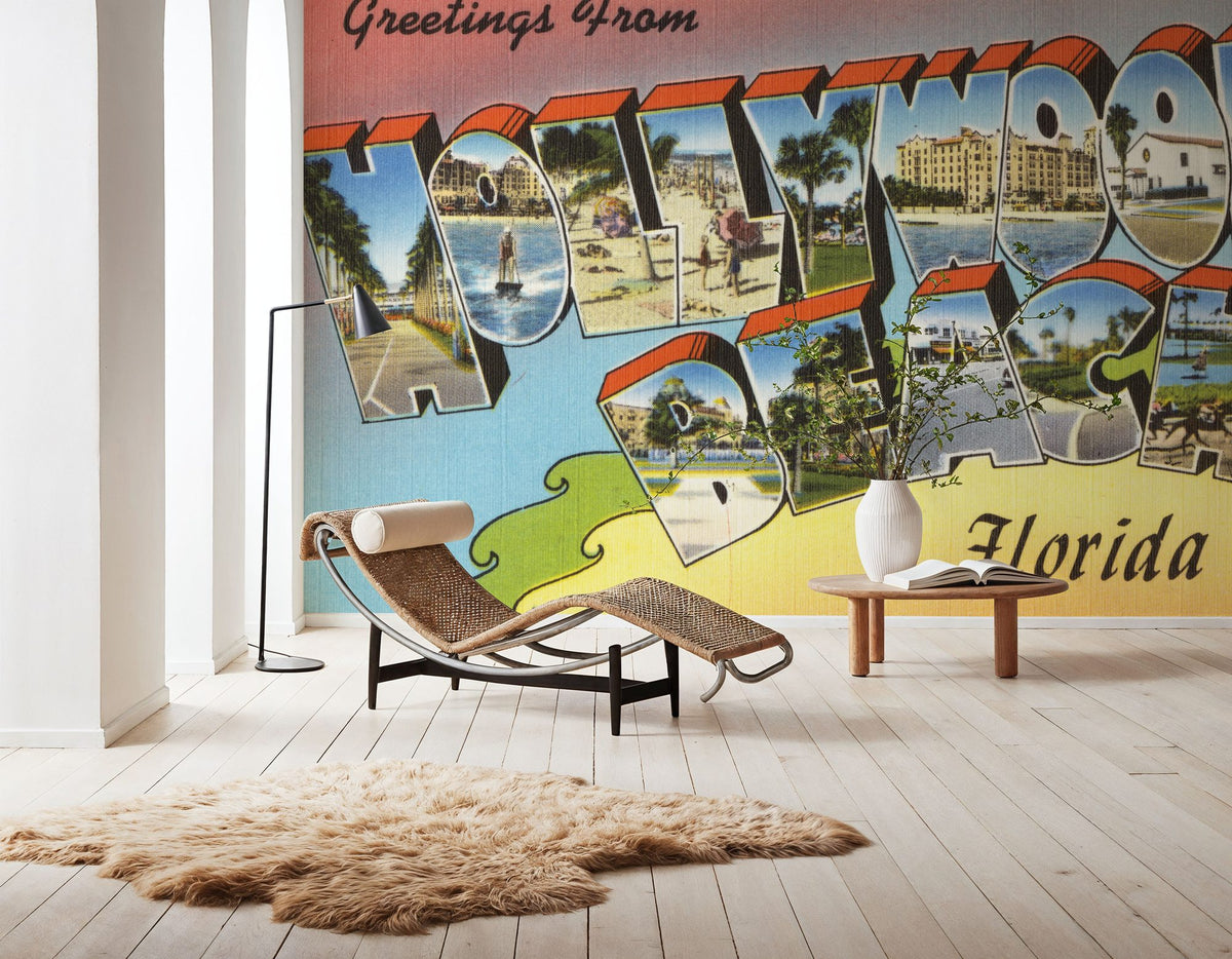 Greetings From Hollywood Beach Mural Wallpaper - room preview 03