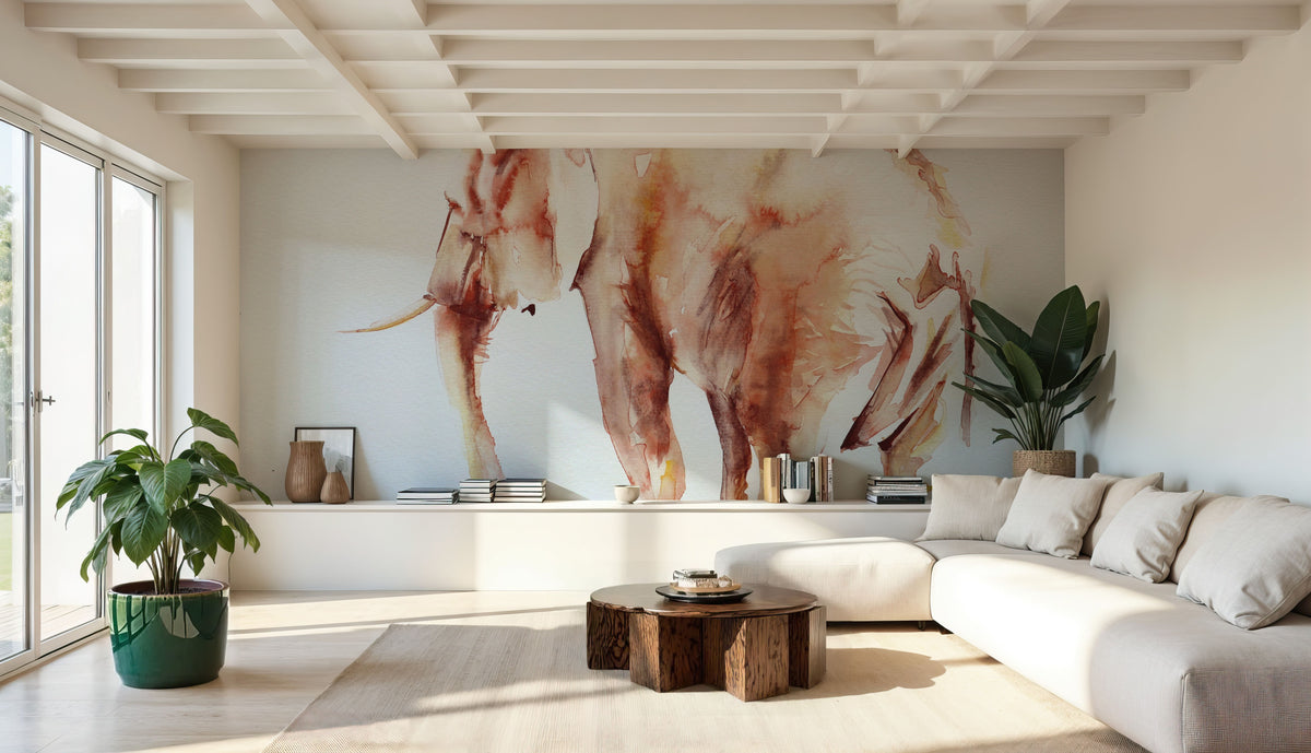 Lone Elephant Mural Wallpaper - room preview 03