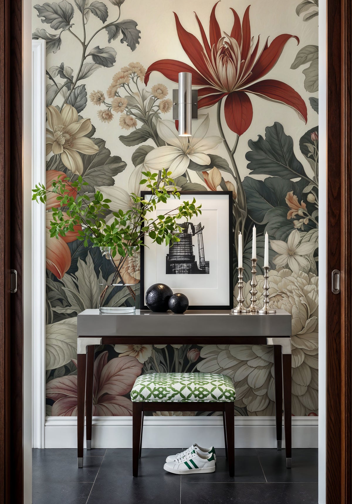 Dahlia Days, Orange Mural Wallpaper - room preview 03