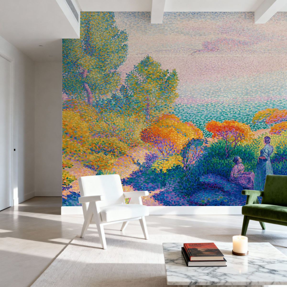Two Women by the Shore, Mediterranean Mural Wallpaper - room preview 03