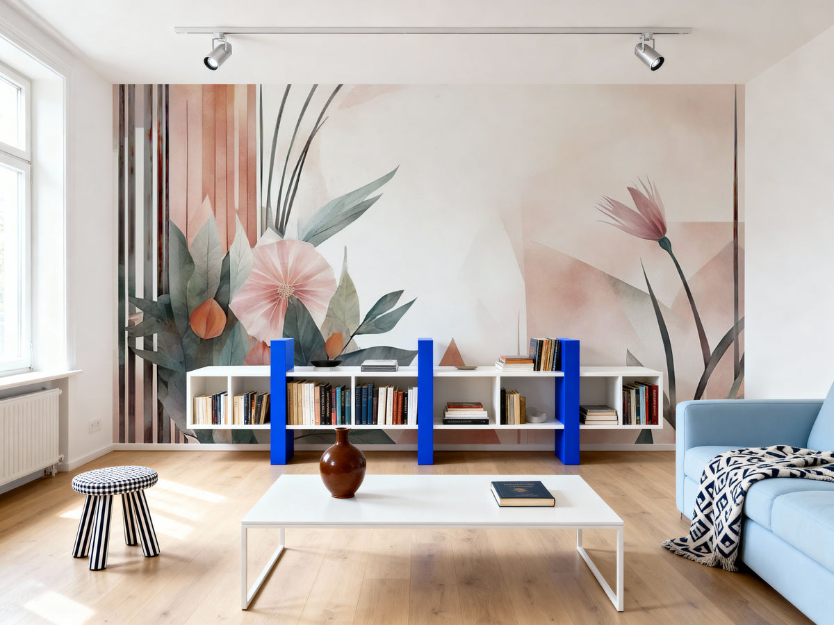Floral Watercolor Abstract Bright Mural Wallpaper - room preview 03
