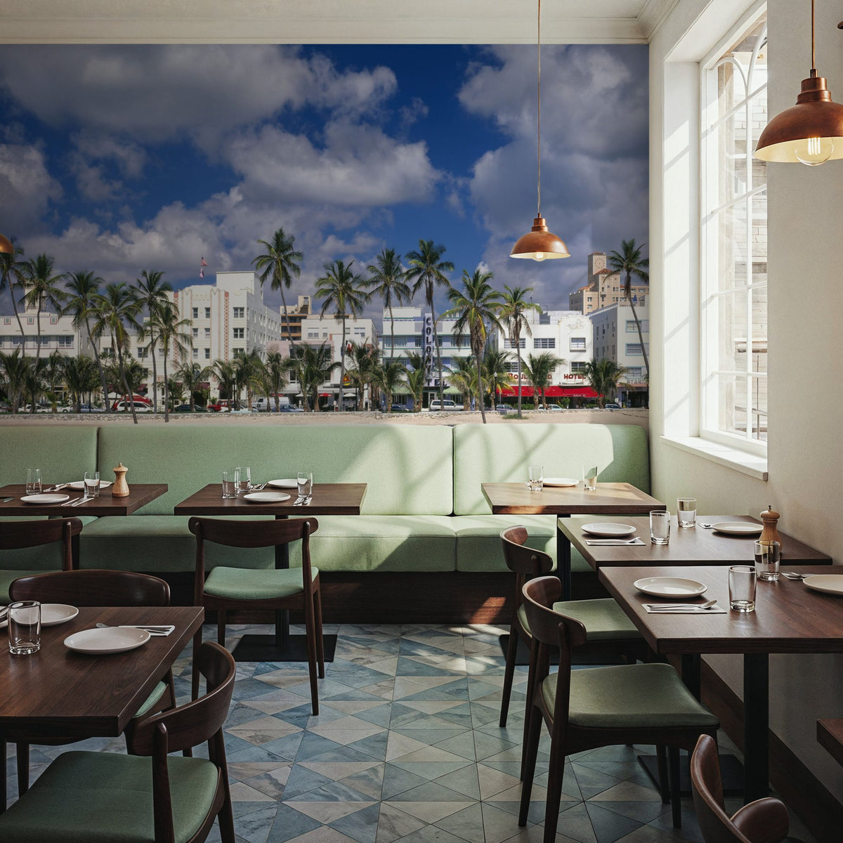 Tropical Deco Shore Mural Wallpaper - room preview 03