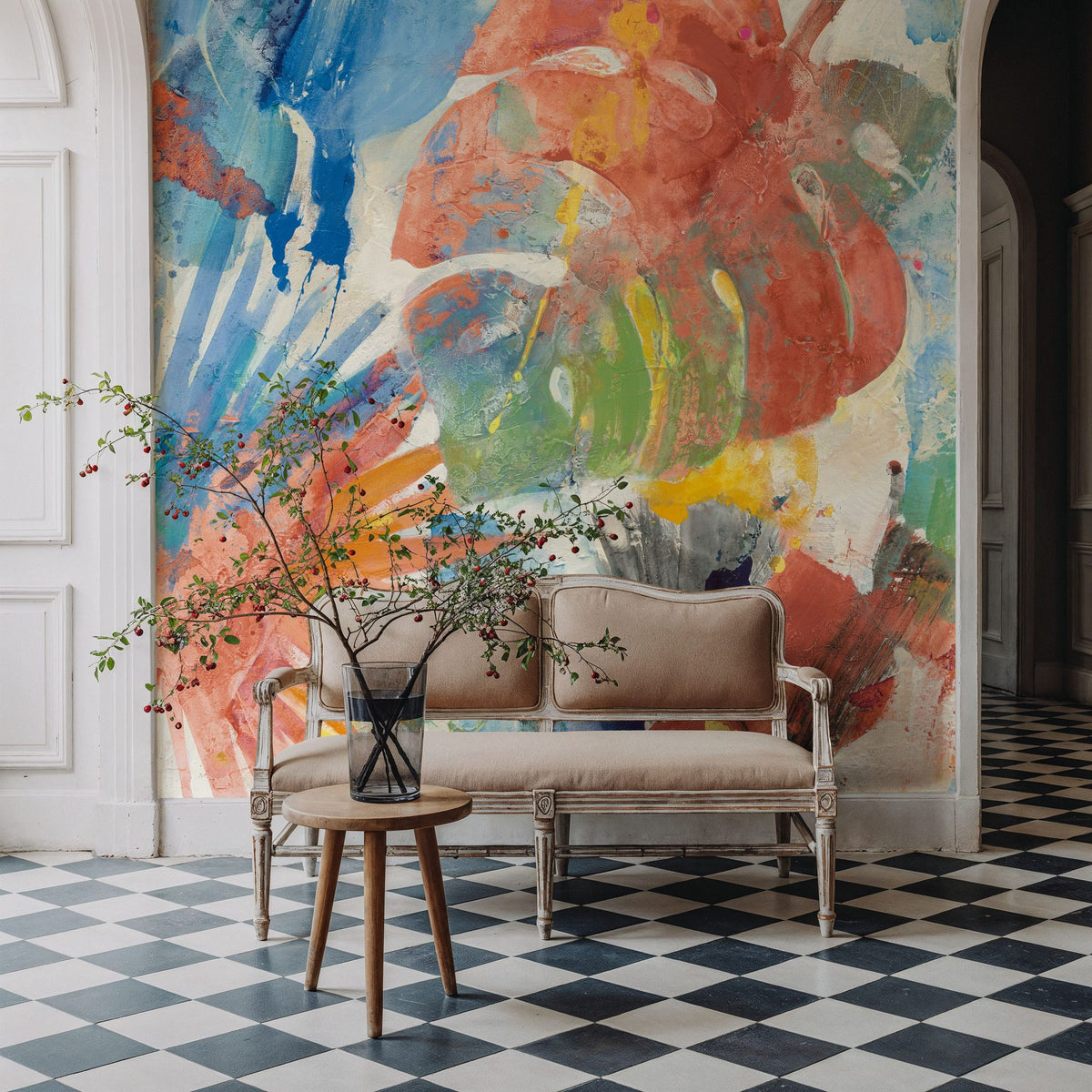 Palm Abstract Bright Mural Wallpaper - room preview 03
