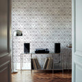 The Palm Lattice, Lavender Gray Mural Wallpaper - room preview 03