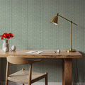 Faux Cloth Texture, Ocean Green Mural Wallpaper - room preview 03