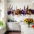 Southampton England Skyline Purple & Gold Mural Wallpaper - room preview 03