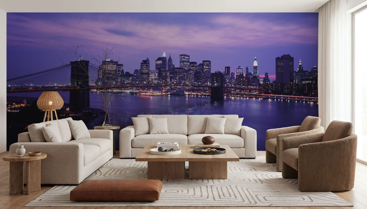 Twilight Bridge Horizon Mural Wallpaper - room preview 03