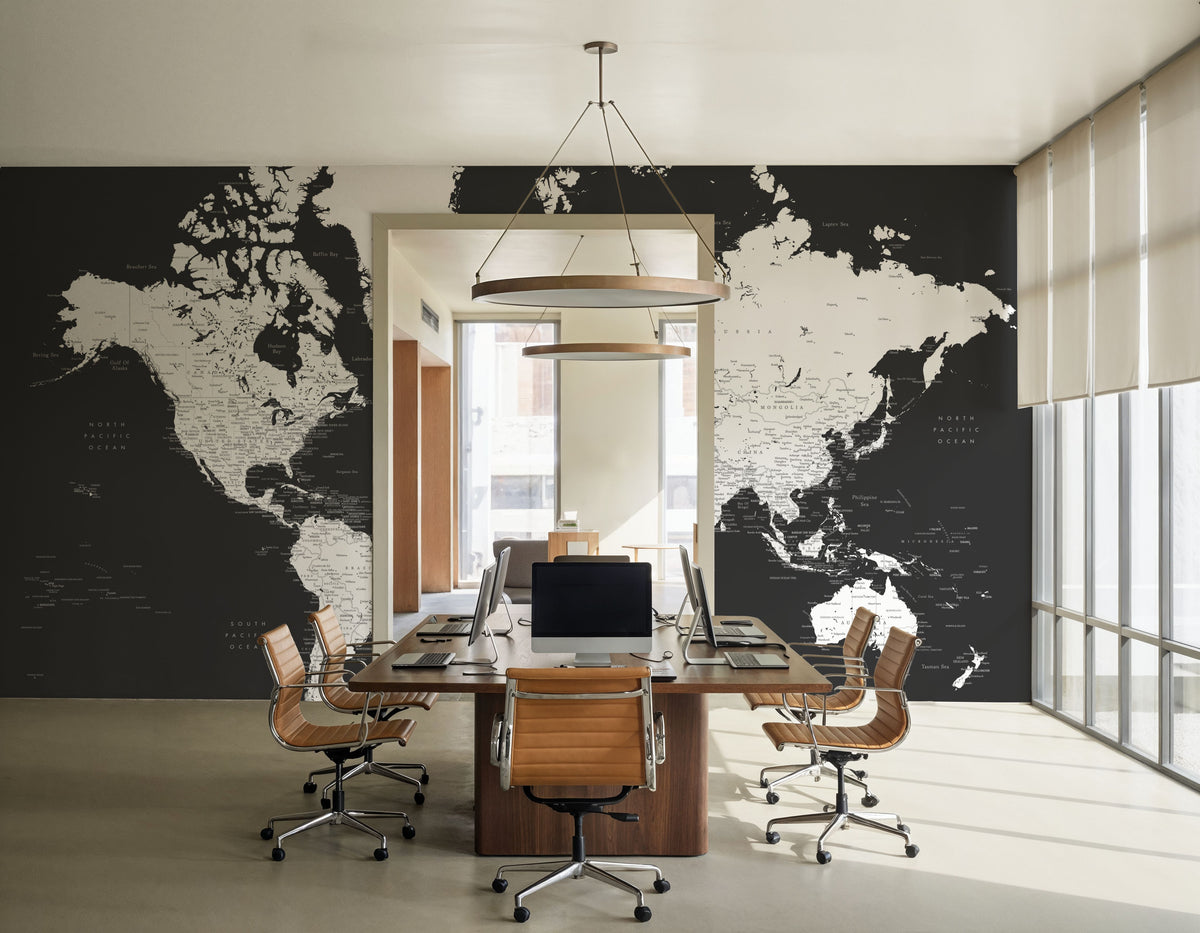 World Map Cities - Milo Mural Wallpaper - room preview 03