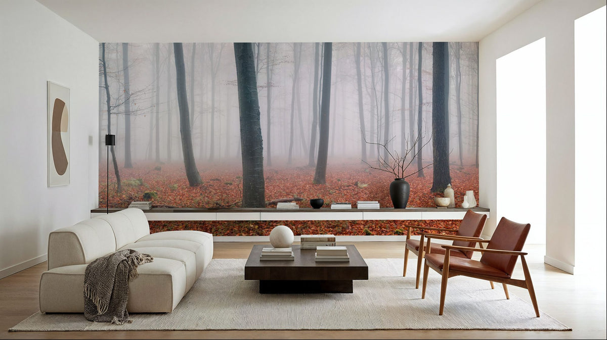 Red Autumn Leaves Mural Wallpaper - room preview 03