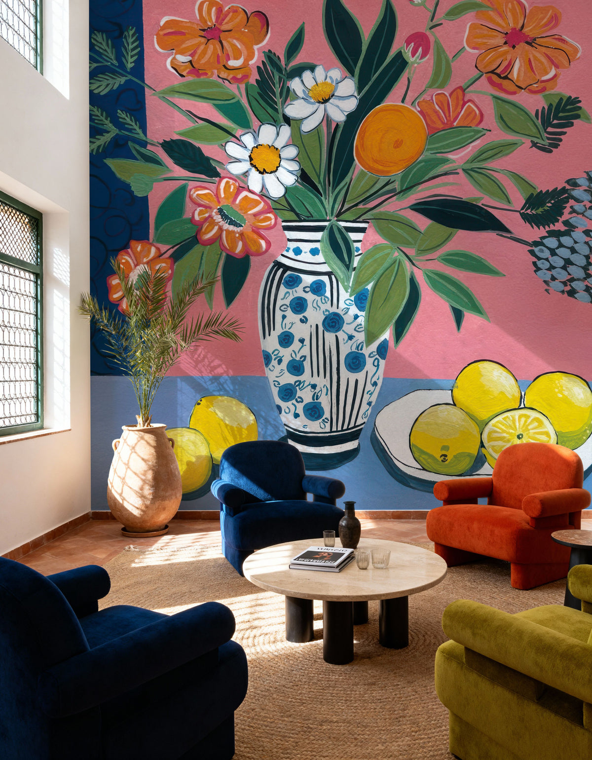 Flower Still Life with Lemons Mural Wallpaper - room preview 03