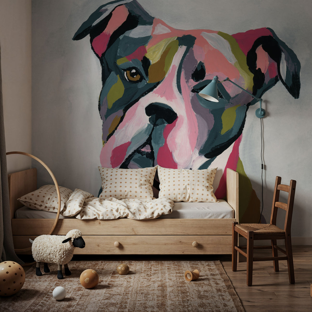 Abstract Pitbull Mural Wallpaper - room preview 03