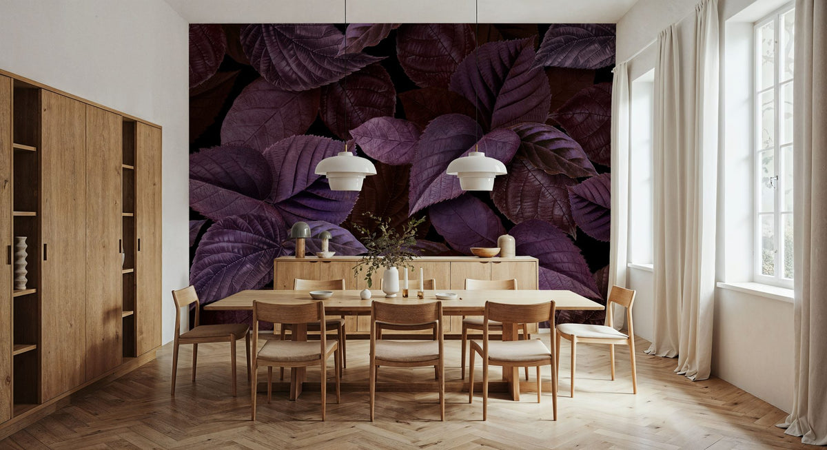 Purple Leaves Mural Wallpaper - room preview 03