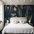 Botanical Floral Chart II Dark Blue Mural Wallpaper - room preview 03