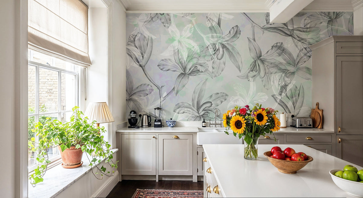 Orchids on Water Mural Wallpaper - Edition 4 - room preview 03