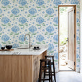 Hydrangea in the Air, Blue Mural Wallpaper - room preview 03