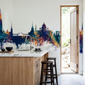 St Petersbug Russia Skyline Blue & Bronze Mural Wallpaper - room preview 03
