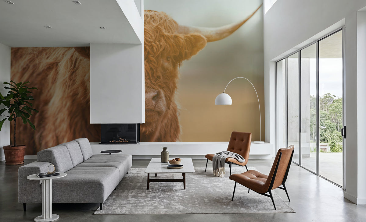Highland Cow Pastures II Mural Wallpaper - room preview 03