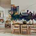 Yaoundé Cameroon Skyline Blue & Bronze Mural Wallpaper - room preview 03