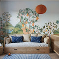 Orchard Reverie (no Animals), Sky Blue Mural Wallpaper - room preview 03