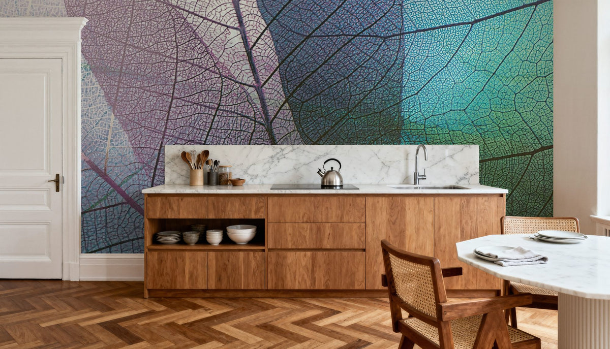 Pastel Leaves Mural Wallpaper - room preview 03