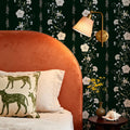 Trailing Flower Stripe, Dark Green Mural Wallpaper - room preview 03