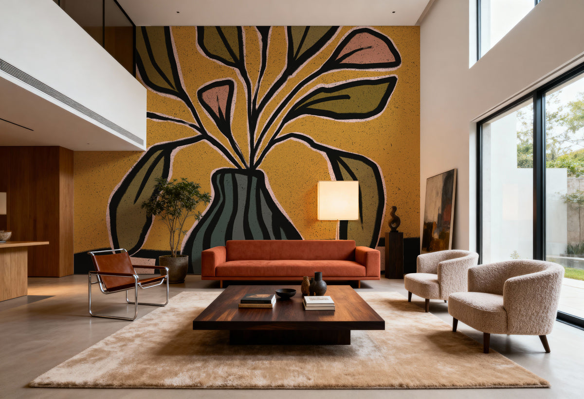 Checkerboard Floral II Mural Wallpaper - room preview 03