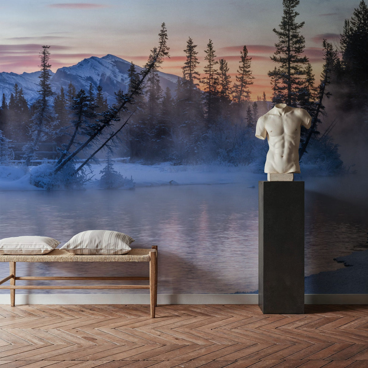Policemans Creek and Pigeon Mountain Blue Mural Wallpaper - room preview 03