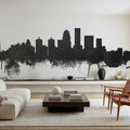 Louisville Kentucky Skyline Black & White Mural Wallpaper - room preview 03