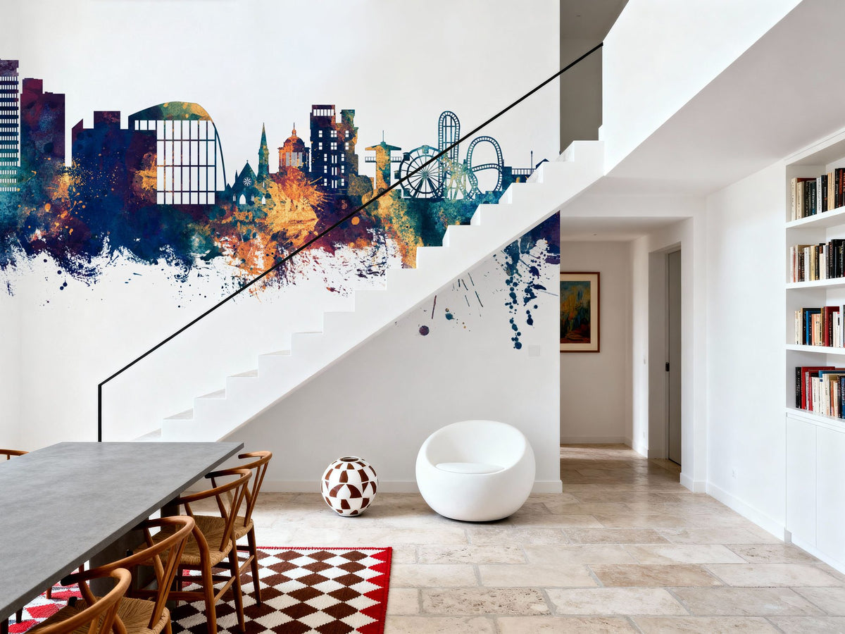 Southend-on-Sea England Skyline Blue & Bronze Mural Wallpaper - room preview 03