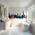 Norwich England Skyline Blue & Bronze Mural Wallpaper - room preview 03