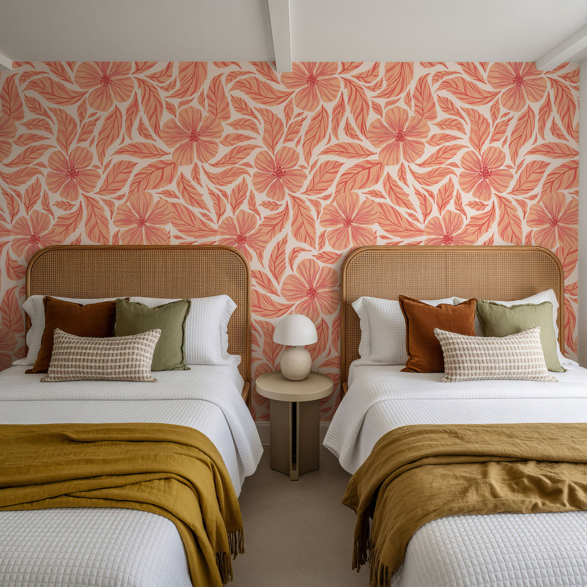 Dance of Flowers, Peach Fuzz Mural Wallpaper - room preview 03