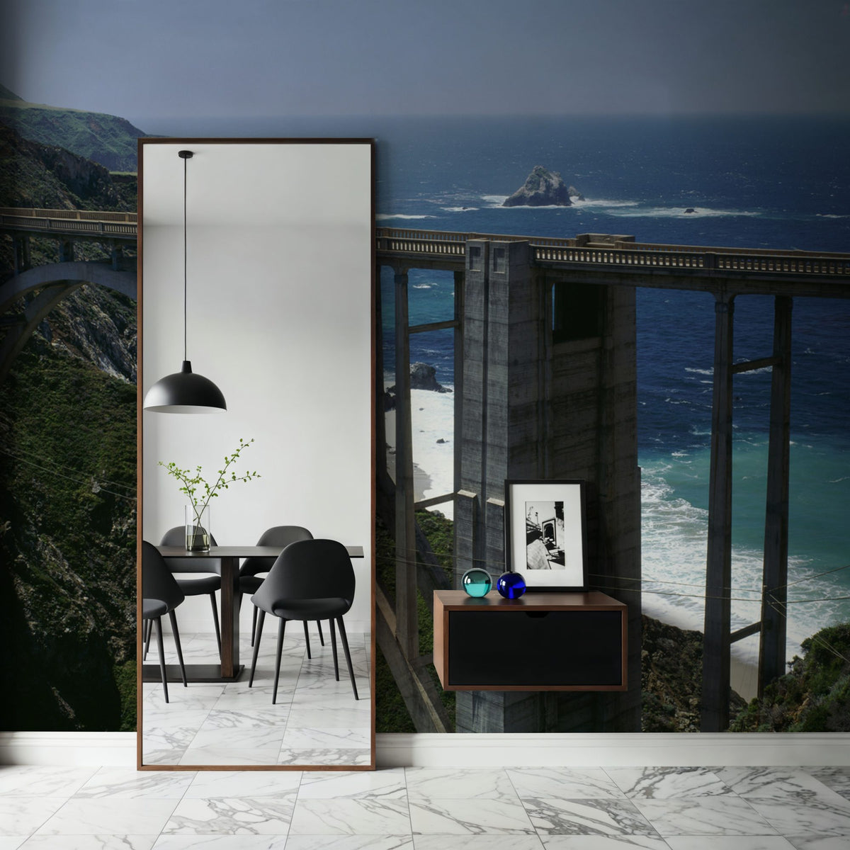 Coastal Bridge Vista Mural Wallpaper - room preview 03