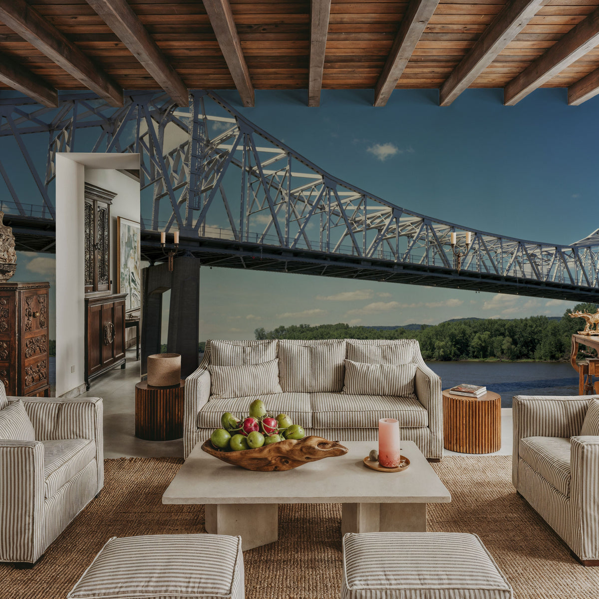 Tranquil Bridge Crossing Mural Wallpaper - room preview 03