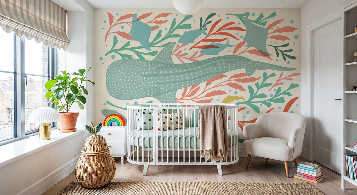 Whale Shark Alert Mural Wallpaper - room preview 03